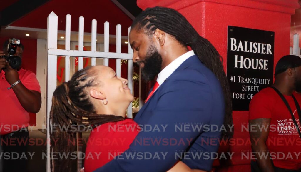 Christian Birchwood and his wife Adona Nayak-Birchwood after he was selected as the Laventille East/Morvant candidate at Balisier House, on January 24. - Photo by Ayanna Kinsale