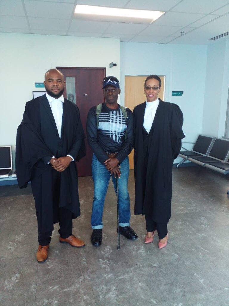 Tobago's Sean Morris, centre, with his attorneys Javier Forrester , left, and Asha Watkins-Montserin, lawful, who were appointed by the Appropriate Help and Advisory Authority to abet in his allure.  - 