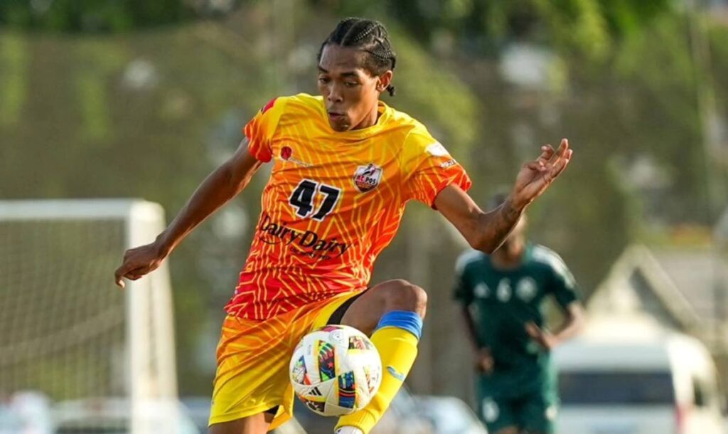 AC Port of Spain's Josiah Wilson controls the ball in a TT Premier Football League (TTPFL) match against Prison Service FC at the Police Barracks in St James on January 26. - Photo courtesy TTPFL Facebook Page 