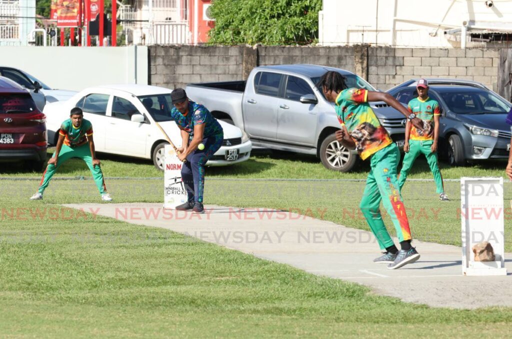 A Reload batsman looks to play a shot against More Fire during their Norman’s Windball Cricket League match, at Eddie Hart Savannah, Tacarigua, on January 26.  - Photos by Faith Ayoung