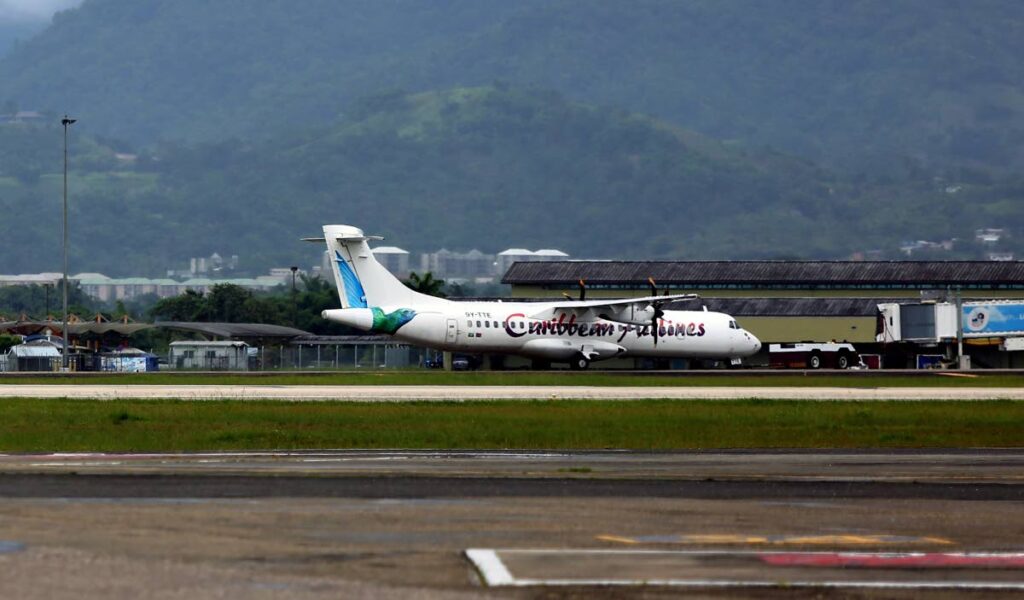 GROUNDED: A Caribbean Airlines (CAL) ATR aircraft, similar to the one seen in this photo, had to make an emergency landing at Piarco International Airport on Monday night after a fuel problem in the left engine was detected. - File photo