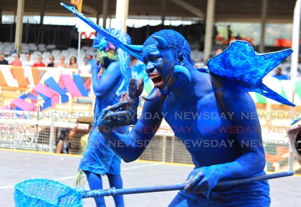 A blue devil during the traditional mas parade at Queen's Park Savannah, Port of Spain in 2023. - Photo by Ayanna Kinsale 