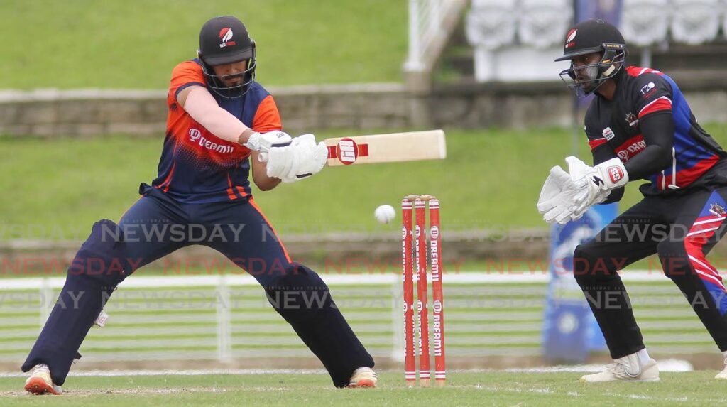 Amir Jangoo bats during a TTCB Dream XI T10 tournament at the Brian Lara Cricket Academy.  - File photo by Lincoln Holder 