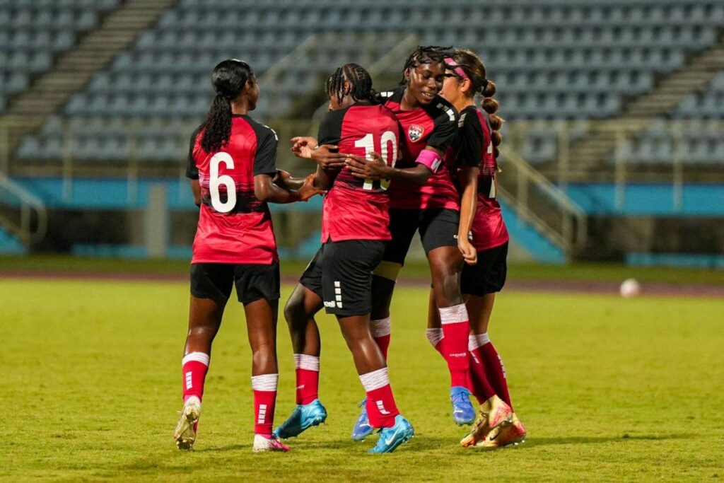 Trinidad and Tobago Under-17 women celebrate a goal against Belize, on January 29, 2025, during their  round one Concacaf 2025 Fifa Under-17 Women's World Cup qualifier at the Ato Boldon Stadium, Couva. - Photo courtesy TTFA Media