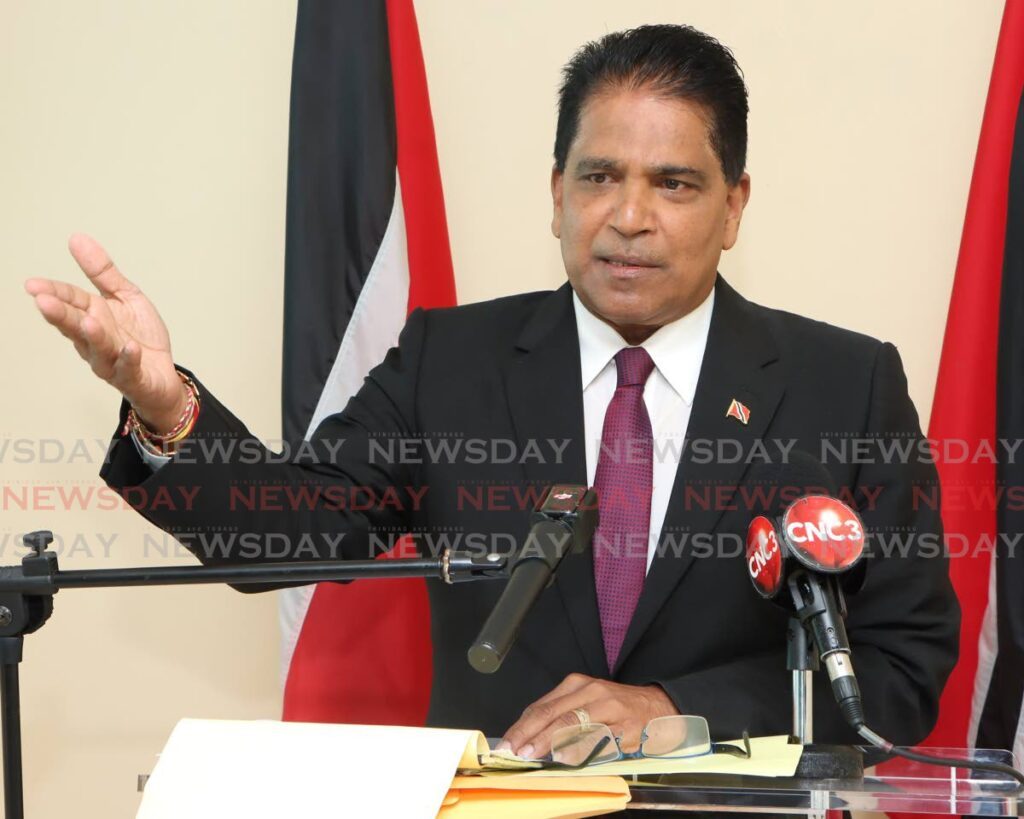  Opposition MP Dr Roodal Moonilal speaks to media at the Office of The Leader of the Opposition, Charles Street, Port of Spain on January 31. - Photo by Angelo Marcelle