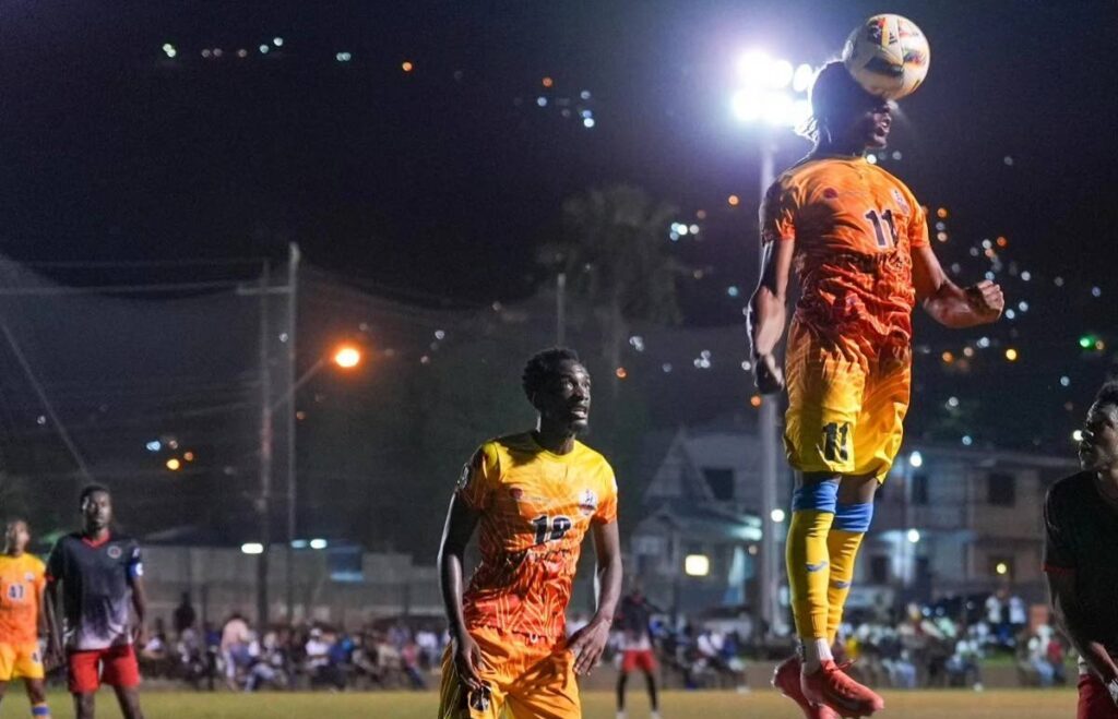 Higher power: AC Port of Spain winger Haile Beckles heads towards goal against San Juan Jabloteh in their TT Premier Football League clash at the St James Police Barracks on February 2, 2025.  - Photo courtesy TTPFL