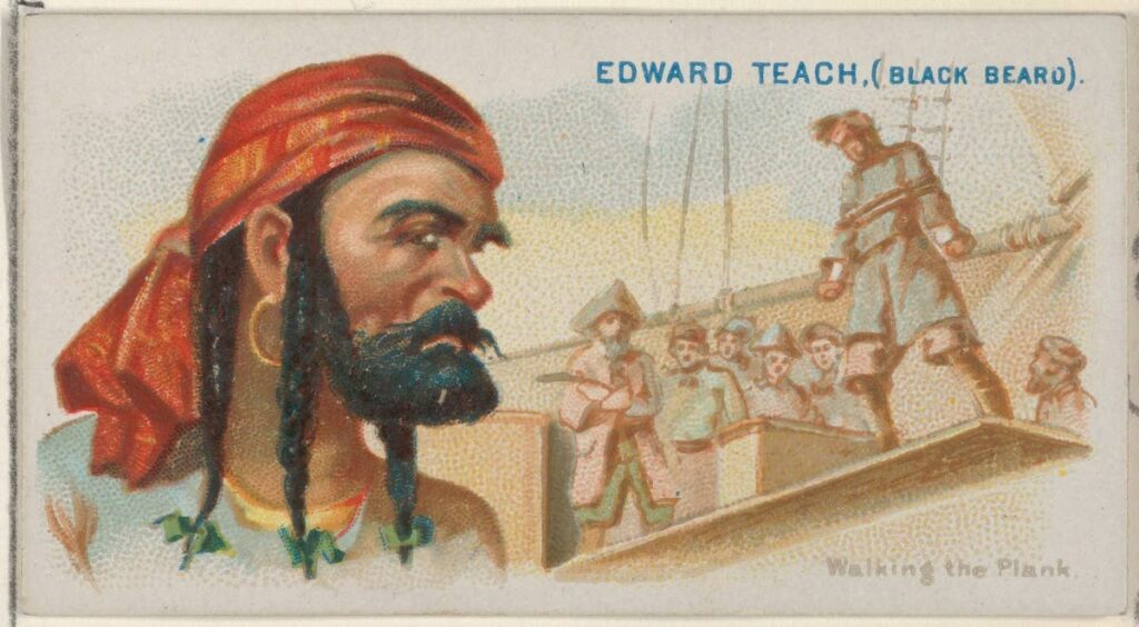 Illustration of Edward Teach, also known as Blackbeard. The Jefferson R Burdick Collection, Gift of Jefferson R Burdick - 