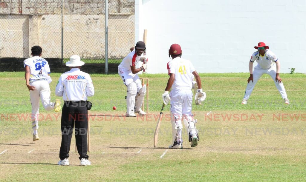 Presentation College Chagunas batsman Darreus Batoosingh looks to play a shot during the Secondary Schools Cricket League Premiership I match, against Fatima College, on February 4, 2025, at Fatima Grounds, Mucurapo.  - Photo by Faith Ayoung