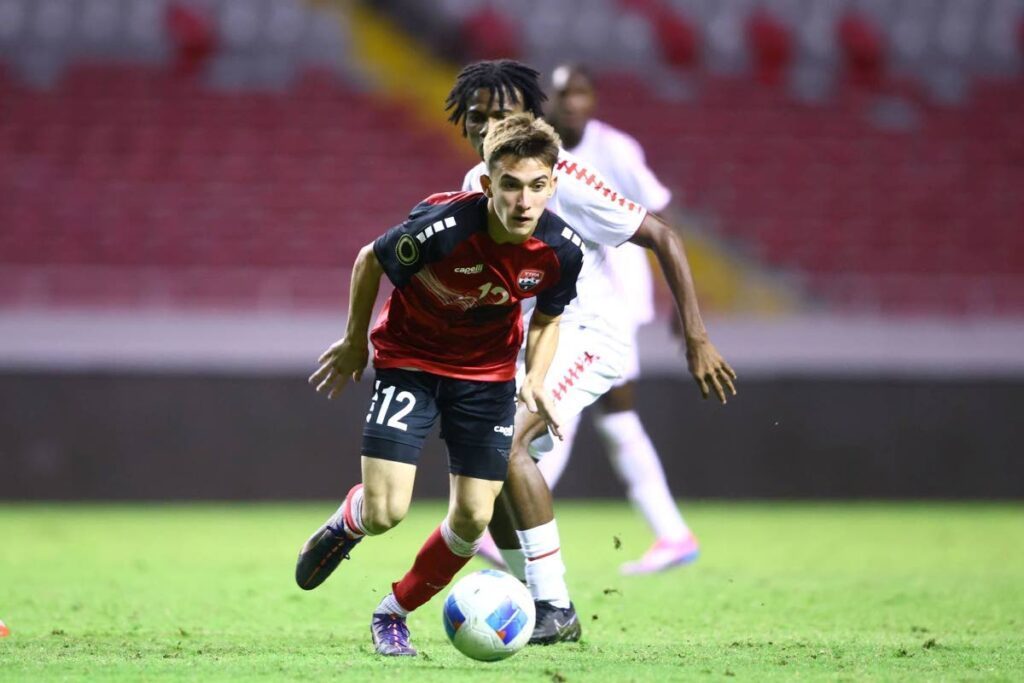 Trinidad and Tobago midfielder Caden Trestrail controls the ball against Guyana during the men’s U17 Concacaf qualifiers, at the Estadio Alejandro Morera Soto in Costa Rica on February 7. - TTFA Media