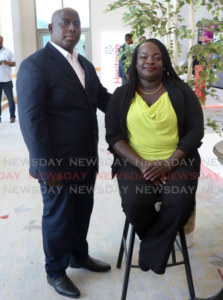 Timmy Thomas and Mahalia Joseph of 3BA Allmanda Enterprises Ltd at the Energy Conference, Hyatt Regency, Port of Spain on February 11. - Photo by Angelo Marcelle