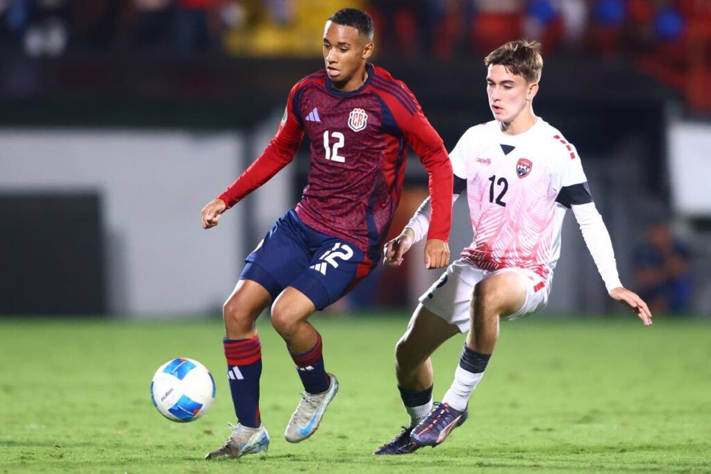 Trinidad and Tobago's Caden Trestrail (R) vies for possession during the Concacaf U17 World Cup Group B qualification match against Costa Rica, at the Estadio Alejandro Morera Soto in Alajuela, Costa Rica, on February 16.  - Photo courtesy TTFA Media