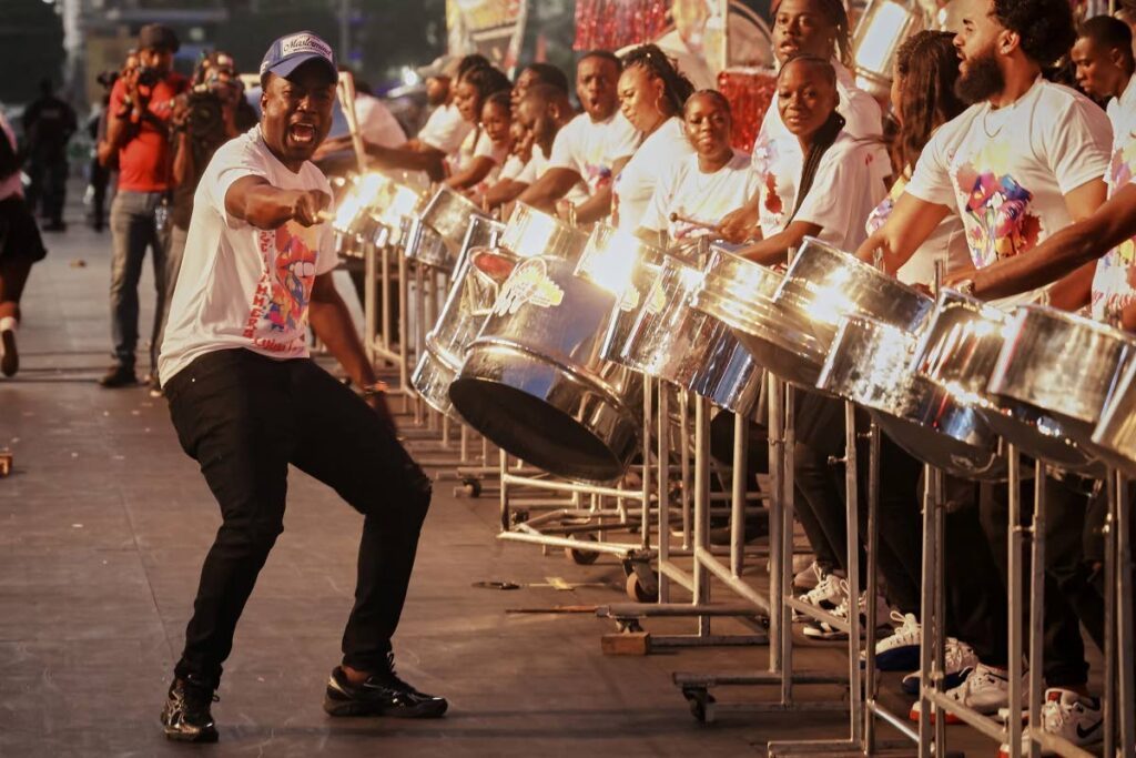 Katzenjammers Steel Orchestra performs on February 16 in the Panorama medium-band semis at the Queen's Park Savannah, Port of Spain.  - THA