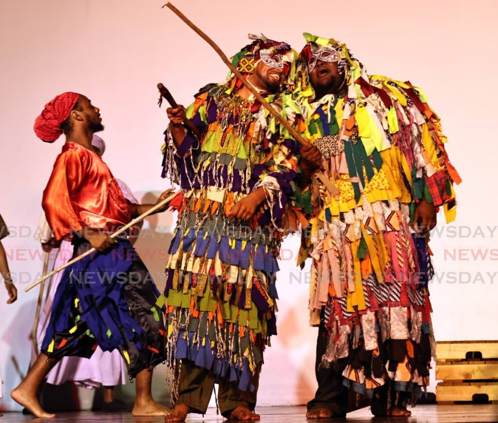 Pierrot Grenades on stage at the Kambule production which was performed at the Creative Arts Centre San Fernando. - Photo by Lincoln Holder 