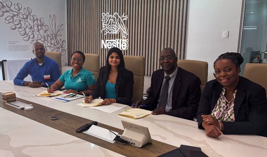 MOU SIGNED: (From left) Rodney Kirton, placement and marketing officer one, OJT Division, Ministry of Labour; Leesa Rondon, Nestlé talent manager; Kristin Martinez, Nestlé head of human resources; Curtis Daniel, deputy director, OJT Division, Ministry of Labour; Kendra Marshall-Pierre, placement and marketing officer two, OJT Division, Ministry of Labour, at a recent signing of an agreement. 
 - 