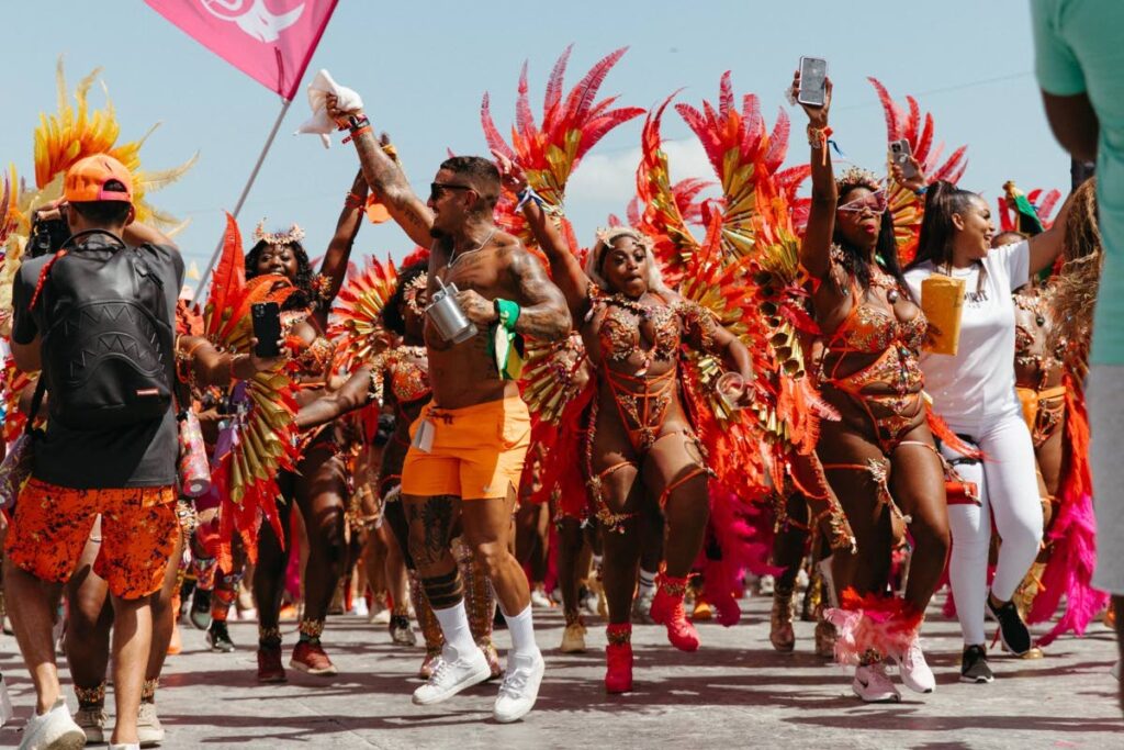 Spirit Mas masqueraders revel on the Queen's Park Savannah stage during 2024 Carnival celebrations. - Photo courtesy Tegwen Kimber 