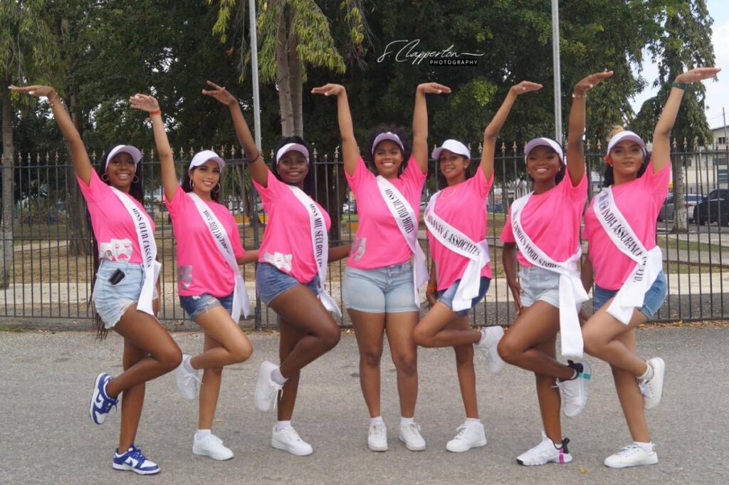 Contestants in the Miss Central Trinidad Queen Pageant in a playful mood during a break in the motorcade through the streets of Central Trinidad on February 22. - Photo courtesy Stephan Clapperton