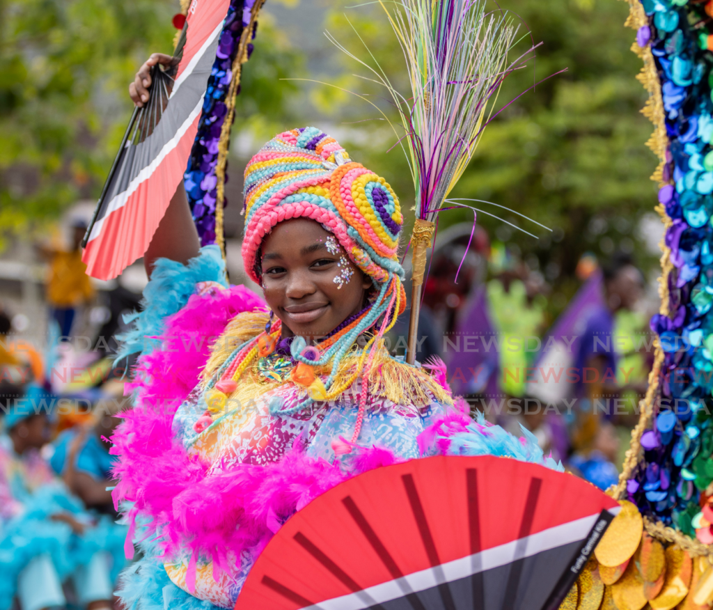 Netanya Phillip, 13, portrays A Rainbow that is Rare with the band House of Jacqui at the Diego Martin Children's Carnival 2025 Parade of the Bands on the Wendy Fitzwilliam Boulevard, Diamond Vale, Diego Martin on February 15.  - Photo by Jeff K Mayers 