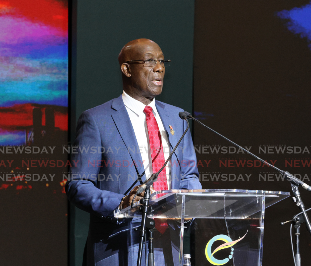 The Prime Minister speaks at the TT Energy Conference 2025 at the Hyatt Regency on Wrightson Road, Port of Spain, on February 10. - Photo by Faith Ayoung