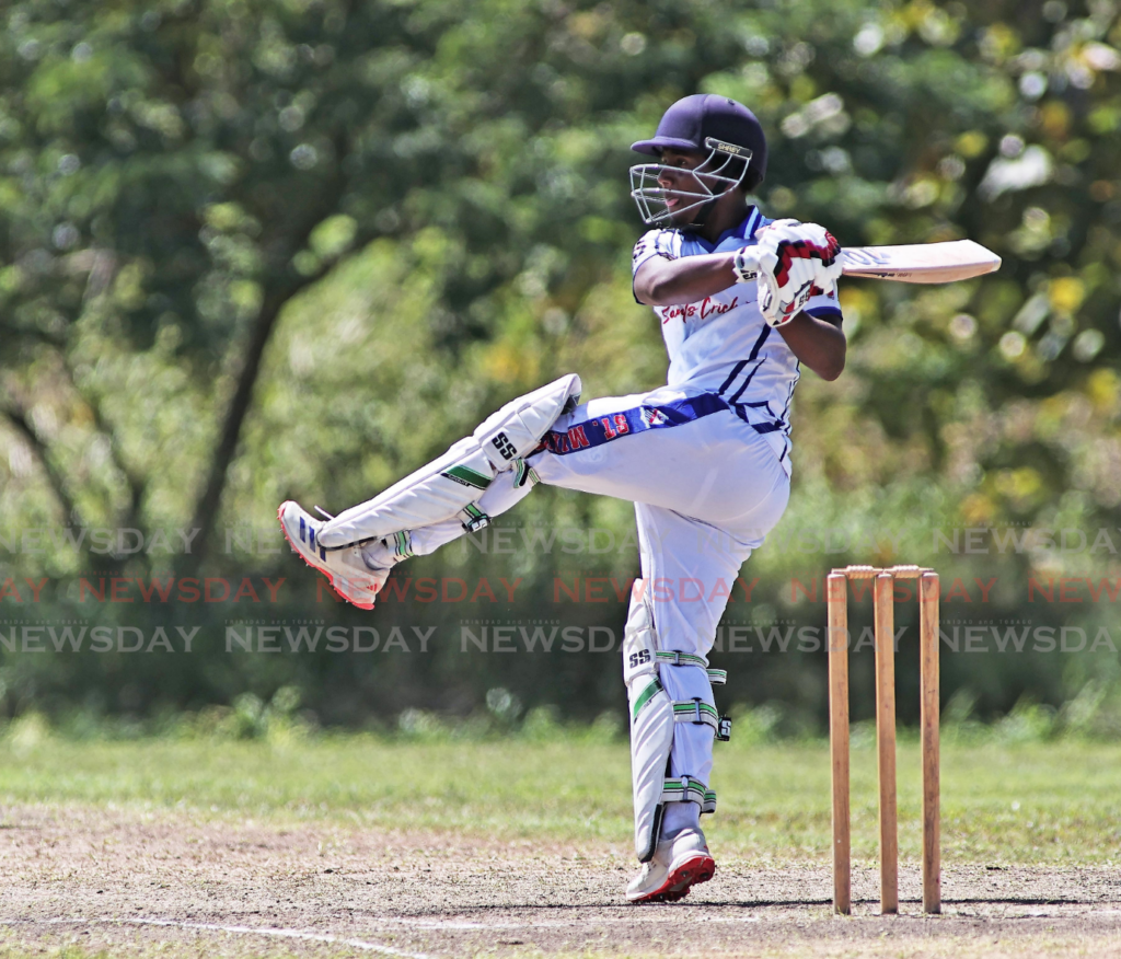 St Mary's College batsman Jadon Simon pulls a delivery during  the SSCL premier division match against Presentation College San Fernando at Union Hall Grounds, San Fernando on February 11. 