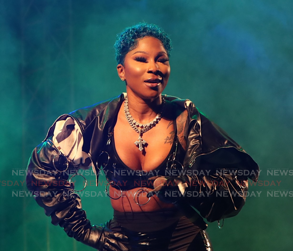 Patrice Roberts performs at Gateway to the World, Old Piarco Airport Carpark on February 1. - Photo by Angelo Marcelle