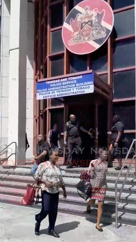 The Police Administration Building on Sackville Street, Port of Spain, was evacuated on February 17 after a fire alarm went off in the building. - Photo by Gregory McBurnie