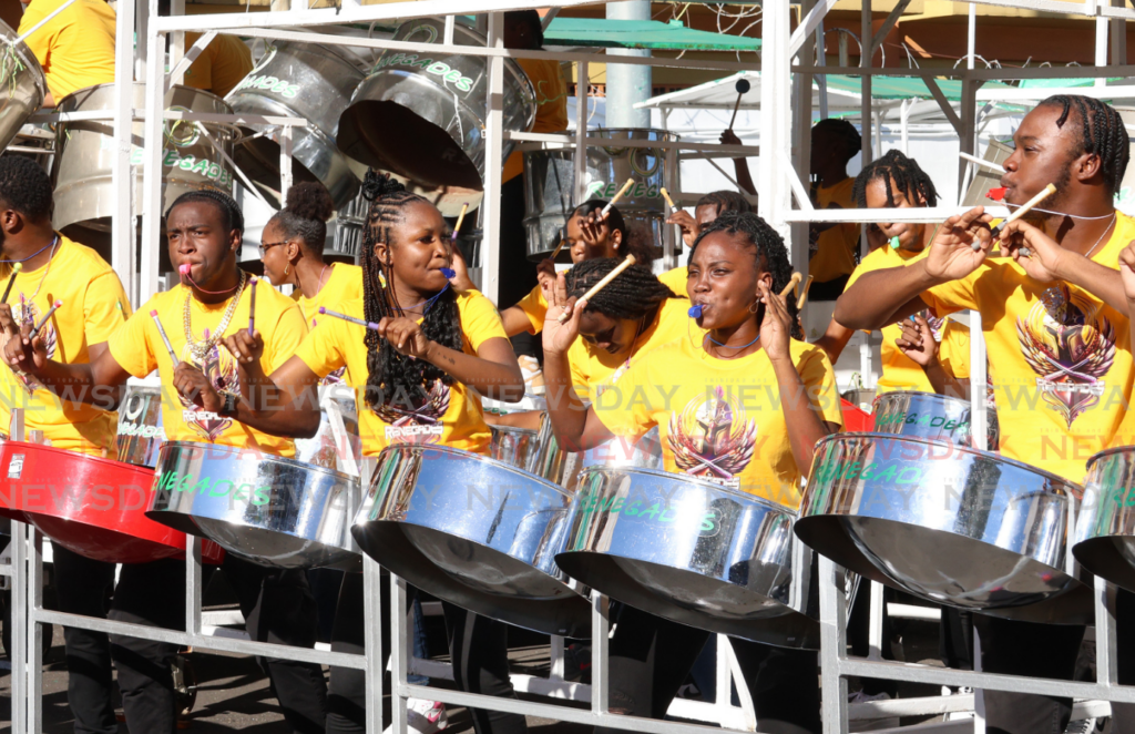 bp Renegades Youth Steel Orchestra plays Inventor by Olatunji Yearwood for the national junior band preliminaries for Pan Trinbago's Northern Region 21 and under  for the TT National Panorama 2025 at bp Renegades Steel Orchestra Pan Yard on Charlotte Street, Port of Spain on January 24. - Photo by Faith Ayoung