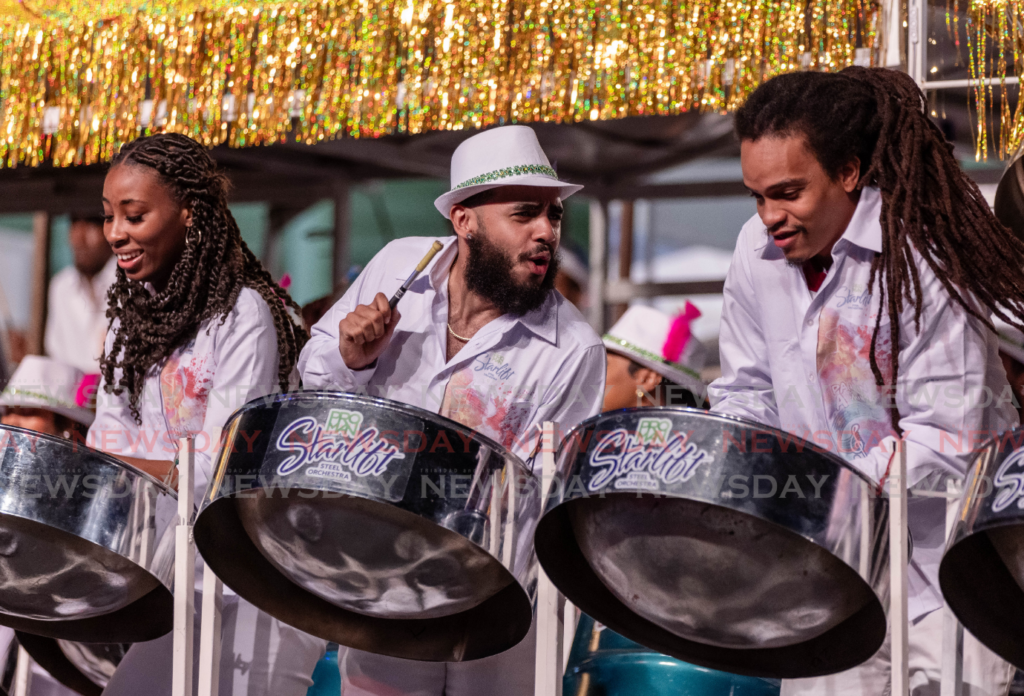 Proman Starlift perform during the 2024 bpTT Panorama large bands finals at the Queen's Park Savannah. The band tied for fourth place with Desperadoes. - File photo by Jeff K Mayers