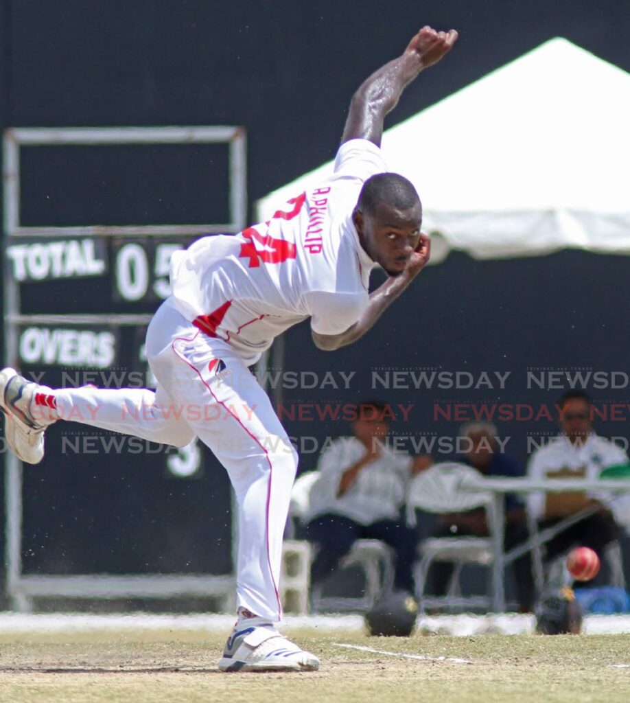 TT Red Force fast bowler Anderson Phillip. - 