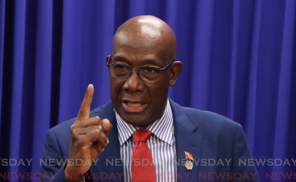 The Prime Minister at a press conference at Whitehall in December 2024. Dr Rowley will resign as PM on March 16.  - File photo