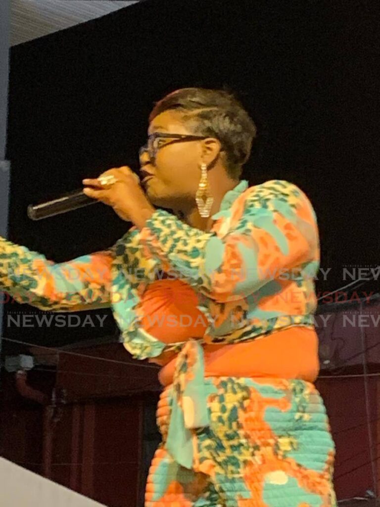 Victoria “Queen Victoria” Cooper-Rahim at TUCO's South Central Kaiso Showkase for Couva Carnival 2025 celebrations.
 - 