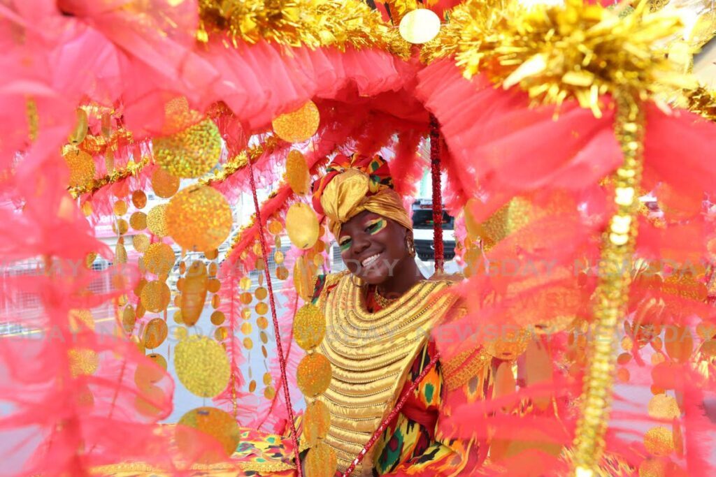 A masquerader from Fun Time Mas Productions portrays A Journey Through Africa, at Kiddies Carnival, Queen's Park Savannah on March 1. - Photo by Angelo Marcelle