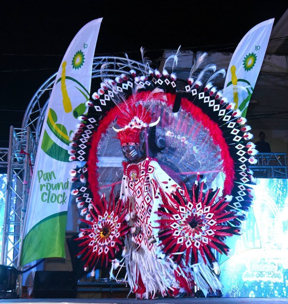 Shaihon White defends his Mayaro Gras King of the Bands title with his portrayal Sitting Bull. - 