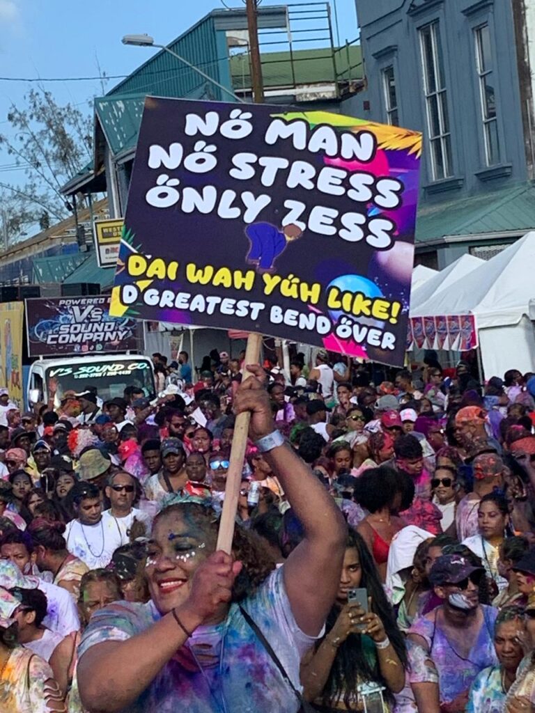 Revellers from Bear J’Ouvert in Couva on March 3. The band, which entered the competition for the first time this year with Dai Wah Yuh Like - The Greatest Bend Over, copped second place in the Band of the Year race.