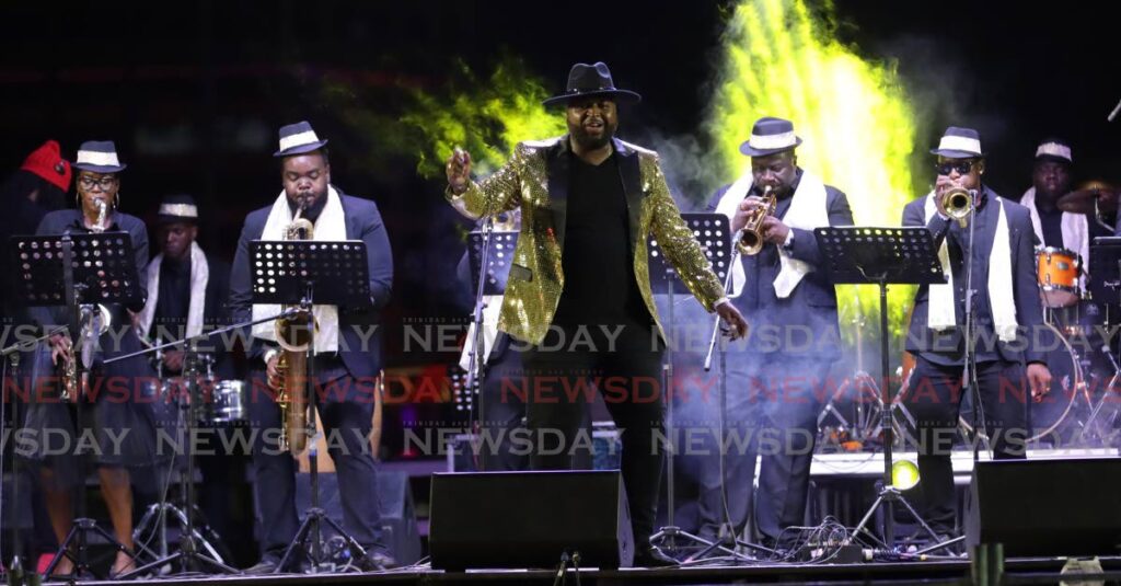 Kern Sumerville and The Sensational Band played their way into first place, at Brass Bacchanal, Queen's Park Savannah on Carnival Monday night.  - Photo by Angelo Marcelle