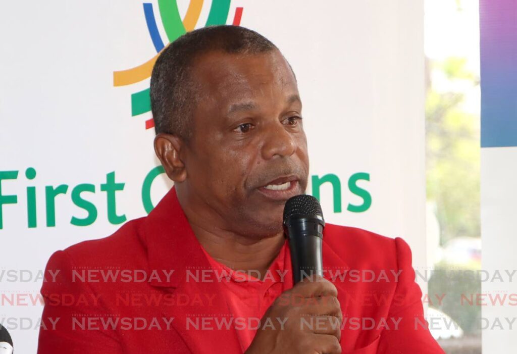 TT Golf Association president Wayne Baptiste speaks at the launch of the TT Golf Open, at Swing Golf Simulator & Lounge, Sweet Briar Road, Port of Spain, on March 6, 2025. - Photo by Angelo Marcelle