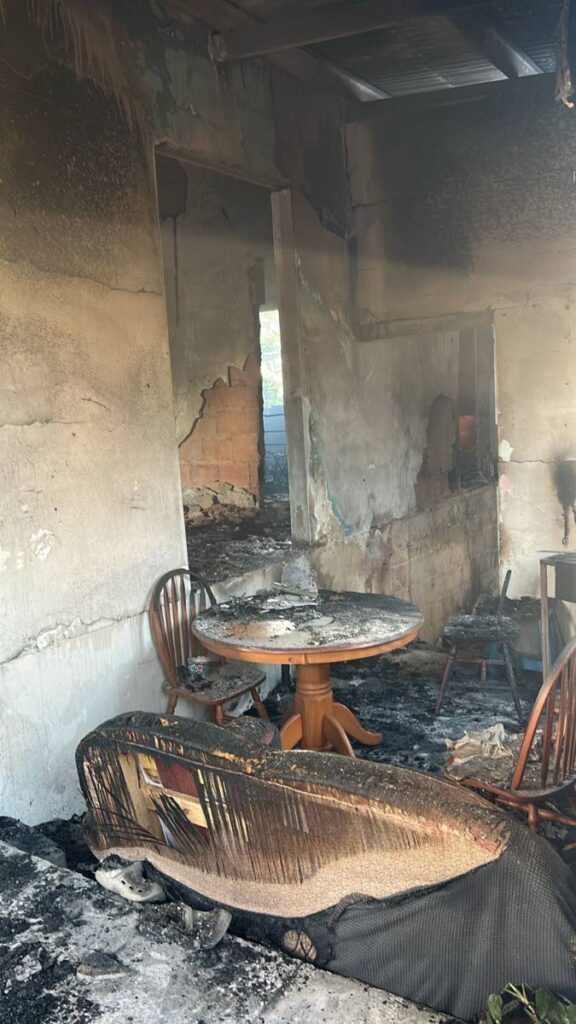 The remains of burnt furniture inside the home of Analisa Mykoo on Naparima Mayaro Road, Mayaro, after it was destroyed by fire on March 9.

 - 