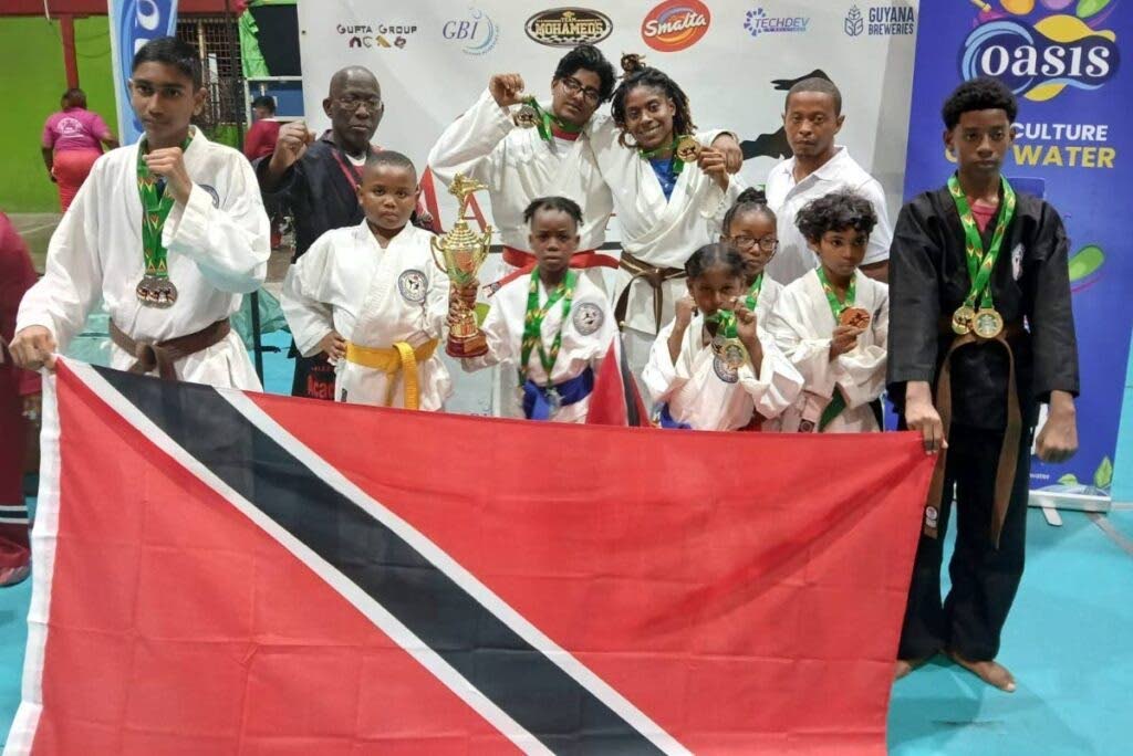 Members of the combined Mike's Martial Arts Academy and Ryu Dan Dojo team at the 2024 Guyana South American Undiscovered Martial Arts Championship. - Photo courtesy Michael Smith  - 