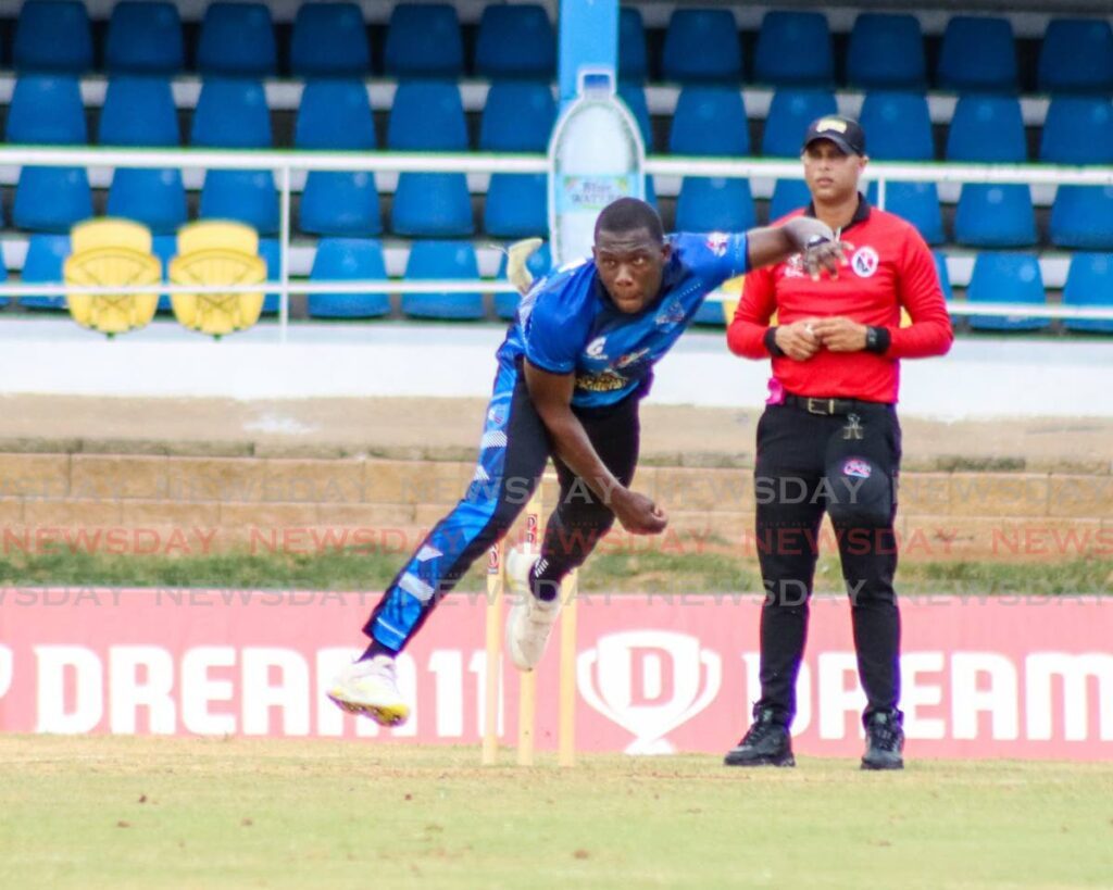 Queen’s Park pacer Philton Williams sends down a delivery in the T20 Festival on March 14 at the Queen’s Park Oval, St Clair.  - Photo by Grevic Alvarado