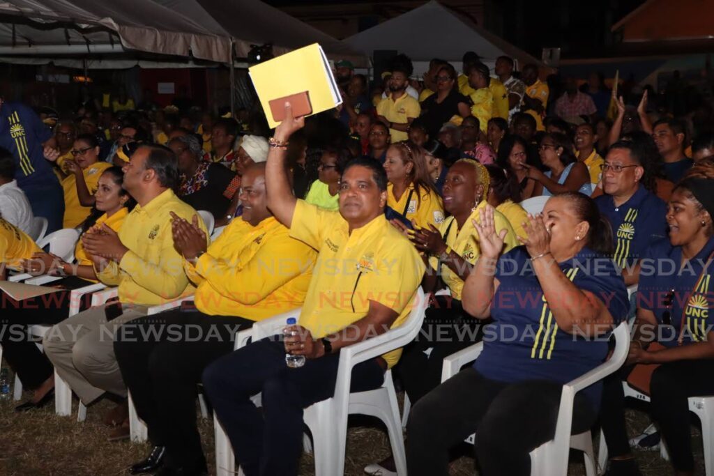 Incumbent Oropouche East MP Dr Roodal Moonilal at a UNC pavement report meeting in Tunapuna on March 20.  - Photo by Ayanna Kinsale 