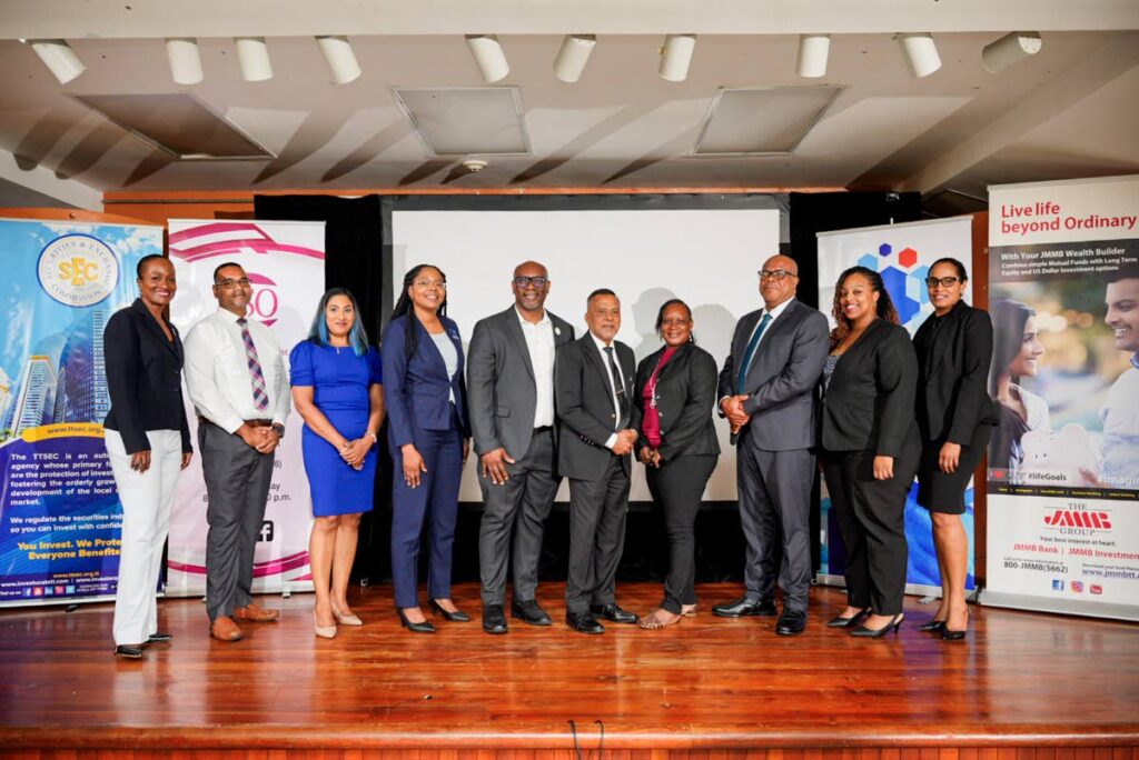 TTSEC and Sangre Grande Regional Corporation members at the Duranta Community Centre for the Investor Education Community Outreach Roadshow on March 19. - Photo courtesy TTSEC 