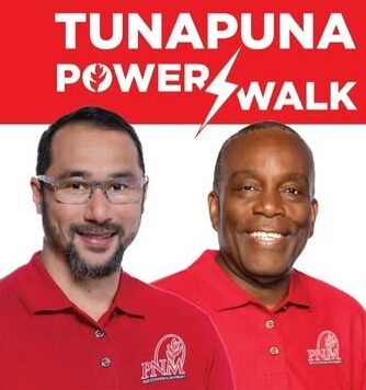 Flyer advertising the Prime Minister's walk in the Tunapuna constituency on March 20 to support incumbent MP Esmond Forde who has served as Deputy Speaker.